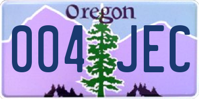 OR license plate 004JEC