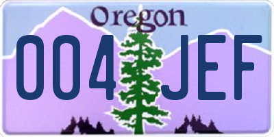 OR license plate 004JEF