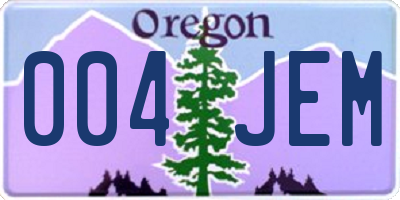 OR license plate 004JEM
