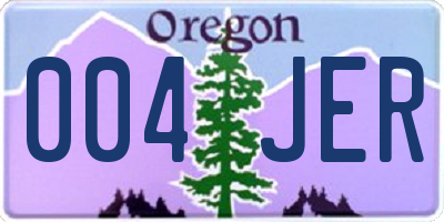 OR license plate 004JER