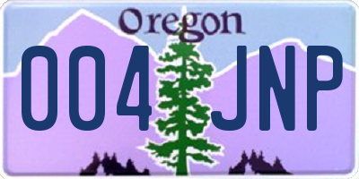 OR license plate 004JNP