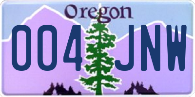 OR license plate 004JNW