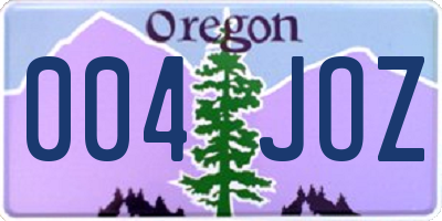 OR license plate 004JOZ