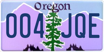 OR license plate 004JQE
