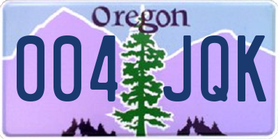 OR license plate 004JQK