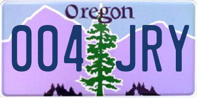 OR license plate 004JRY