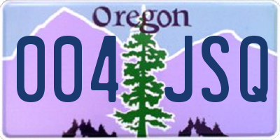 OR license plate 004JSQ