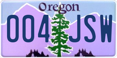OR license plate 004JSW