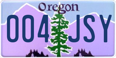 OR license plate 004JSY