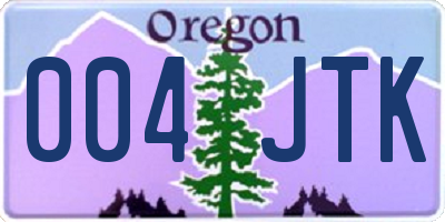 OR license plate 004JTK