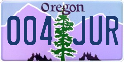 OR license plate 004JUR