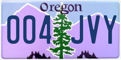 OR license plate 004JVY