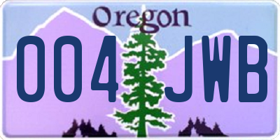 OR license plate 004JWB