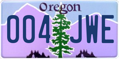 OR license plate 004JWE