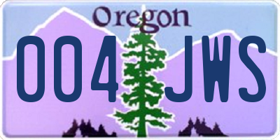 OR license plate 004JWS