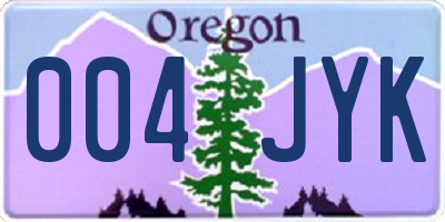OR license plate 004JYK