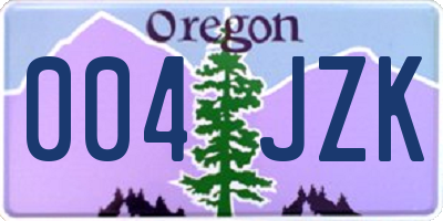 OR license plate 004JZK