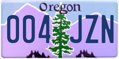 OR license plate 004JZN