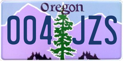 OR license plate 004JZS