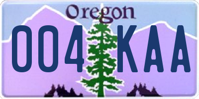 OR license plate 004KAA