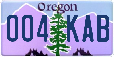 OR license plate 004KAB