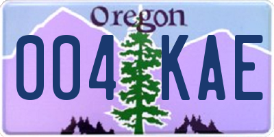OR license plate 004KAE