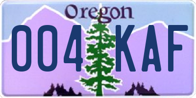 OR license plate 004KAF