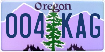 OR license plate 004KAG