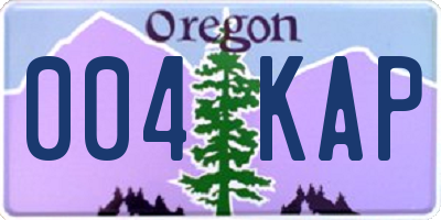 OR license plate 004KAP