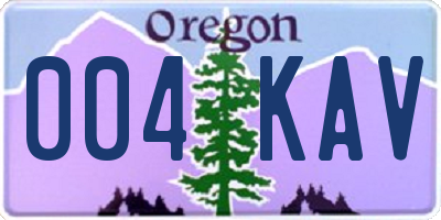 OR license plate 004KAV