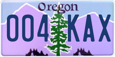 OR license plate 004KAX