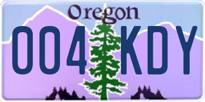 OR license plate 004KDY