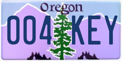 OR license plate 004KEY