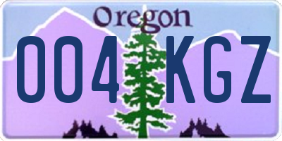 OR license plate 004KGZ