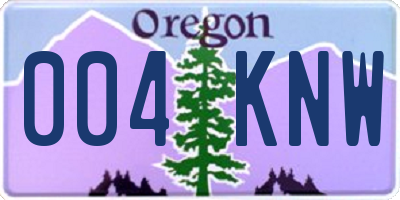 OR license plate 004KNW
