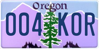 OR license plate 004KOR