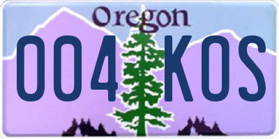 OR license plate 004KOS