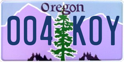 OR license plate 004KOY