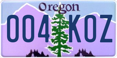 OR license plate 004KOZ