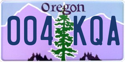OR license plate 004KQA