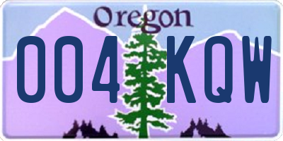 OR license plate 004KQW