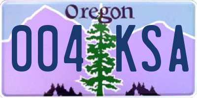 OR license plate 004KSA