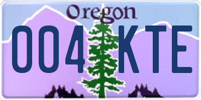 OR license plate 004KTE