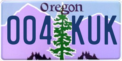 OR license plate 004KUK