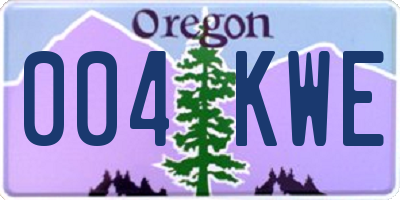 OR license plate 004KWE