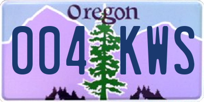 OR license plate 004KWS