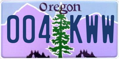 OR license plate 004KWW