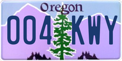 OR license plate 004KWY