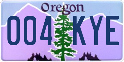 OR license plate 004KYE