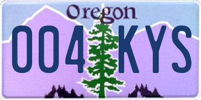OR license plate 004KYS
